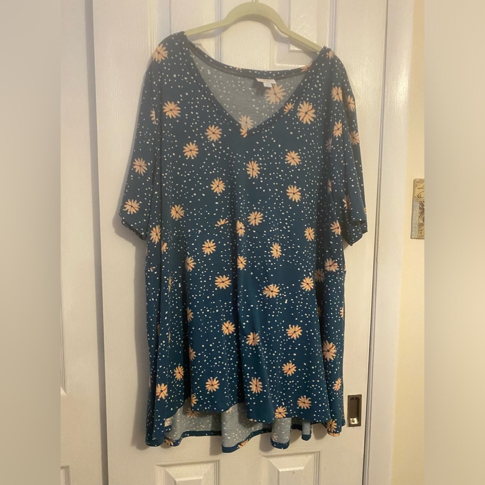 Lularoe Jana top 2x green with pink flowers